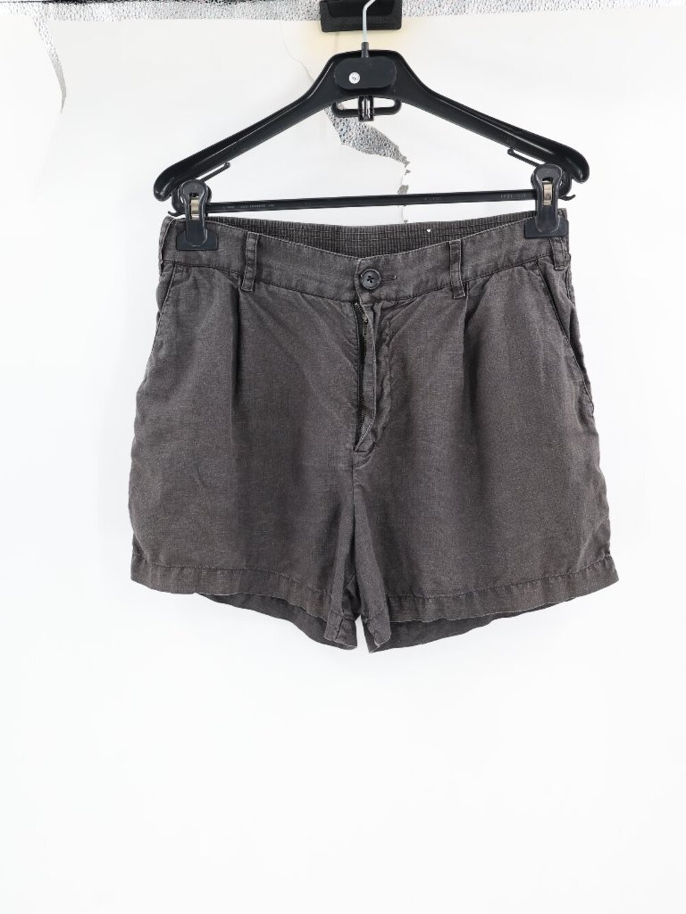 James Perse Shorts Women 1 Linen 4" Pleated Elastic Back Mid Rise Gray casual